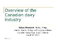 The Canadian Milk Market : Production and Trade Statistics (fluid milk, skim milk)