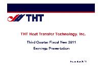 Investor presentation: Heat Exchanger in China for Year 2011