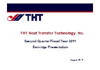 Investor presentation: Heat Exchanger in China for Year 2011