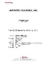 Alphatec Holdings Inc. - Company Report for Year 2011